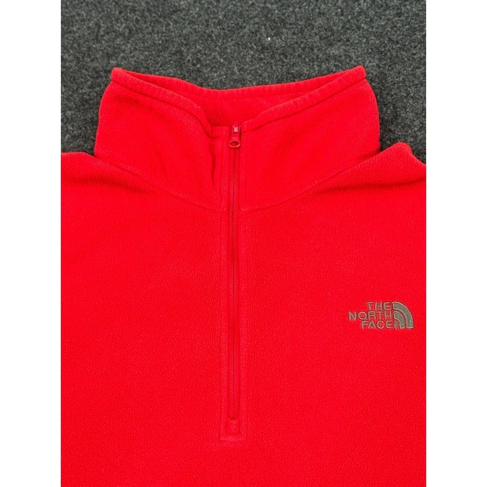 The North Face Polartec Classic Fleece Jacket Men XL Red 1/4 Zip Outdoor Thermal